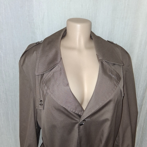 Botany 500 Brown Herringbone Trench Coat Women Size 42 Made In Usa - Picture 10 of 16